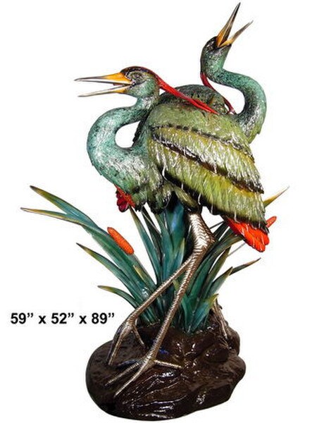 Two Giant Cranes Water Feature 89" High